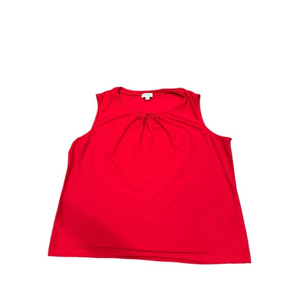 Tahari Women's Sleevless Top Pleat Neck Size 2x Red - Picture 1 of 6